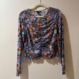 NWT Mesh Floral 90s Style MONKL Top